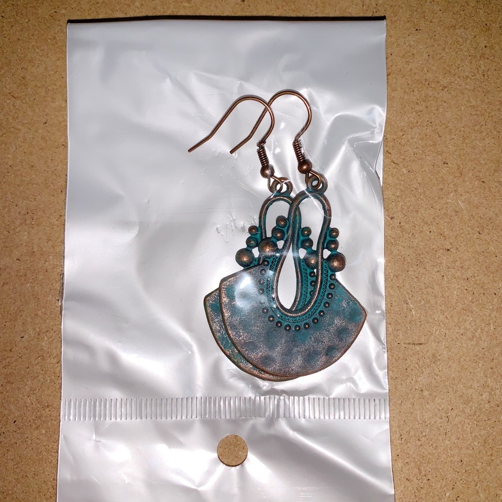 Turquoise and Gold Dangly Earrings